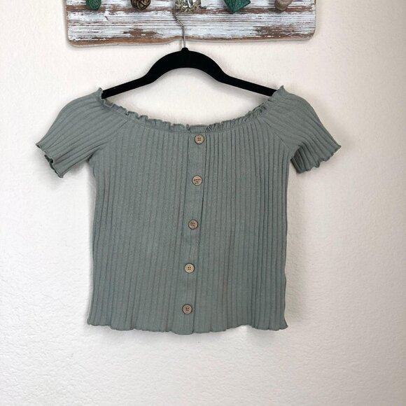 Orange Kiss Ribbed Top, Button Front Design - Picture 1 of 4